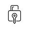 Black line icon for Keylock, protection and security