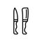 Black line icon for Knives, lancet and cutting