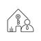 Black line icon for Landlord insurance, and property