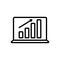 Black line icon for Laptop Profits Graphics, diagram and finance