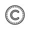 Black line icon for Letter, alphabet and copyright