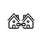 Black line icon for Link, attachment and neighbor