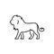 Black line icon for Lion, king of the jungle and animal