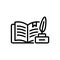 Black line icon for Literature, biography and writings