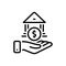 Black line icon for Loans, bank and borrow
