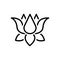 Black line icon for Lotus, nymphaea and yoga