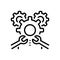 Black line icon for Machinist, setting and tool