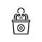 Black line icon for Man Talking By A Speaker, conference and speaker