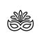 Black line icon for Mardi, masquerade and mask