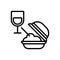 Black line icon for Meal, food and glass