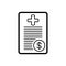 Black line icon for Medical bill, insurance and health