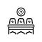 Black line icon for Meeting Time, waiting hall and clock