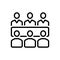 Black line icon for Meets, people and talk