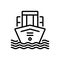 Black line icon for Mercantilism, ship and water