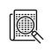 Black line icon for Micro, magnifying and glass