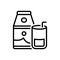 Black line icon for Milk, healthy and mineral