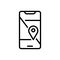 Black line icon for Mobile Geo Localization, navigation and cartography