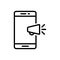 Black line icon for Mobile marketing, seo and advertising