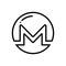 Black line icon for Monero, digital and currency