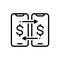 Black line icon for Money transfer, shifting and transference