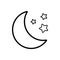 Black line icon for Moon, heaven and moonlight