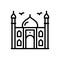 Black line icon for The, mosque and architecture