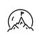 Black line icon for Mountaintop, hill and peak
