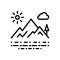 Black line icon for Mountainview, cloud and mountain