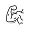 Black line icon for Muscle, strong and arm