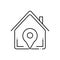 Black line icon for Navigation home, location and property