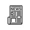 Black line icon for Newspaper, tabloid and periodical