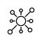 Black line icon for Node, network and connected