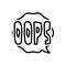 Black line icon for Oops, letter and word