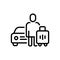 Black line icon for Passenger, traveler and wayfaring