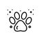 Black line icon for Paw Print, animal and foot