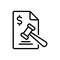 Black line icon for Penalty, fine and chastisment