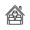 Black line icon for Penus, house and goods