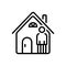 Black line icon for At, people and homes