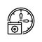 Black line icon for Periodically, clock and sporadically
