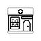 Black line icon for Pharmacy, apothecary and building