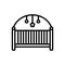 Black line icon for Play Pen, rocking and cradle