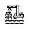 Black line icon for Ports, seaport and harbor