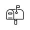 Black line icon for Postage, mailbox and letterbox