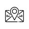 Black line icon for Postcode, poatal and email