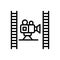 Black line icon for Productions, video and film