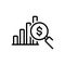 Black line icon for Profit Analysis, data and investor