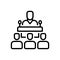 Black line icon for Publicly, speaker and delegate