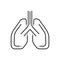 Black line icon for Pulmonology, lungs and medical