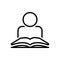 Black line icon for Reading, education and student