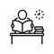 Black line icon for Reading, study table and classwork